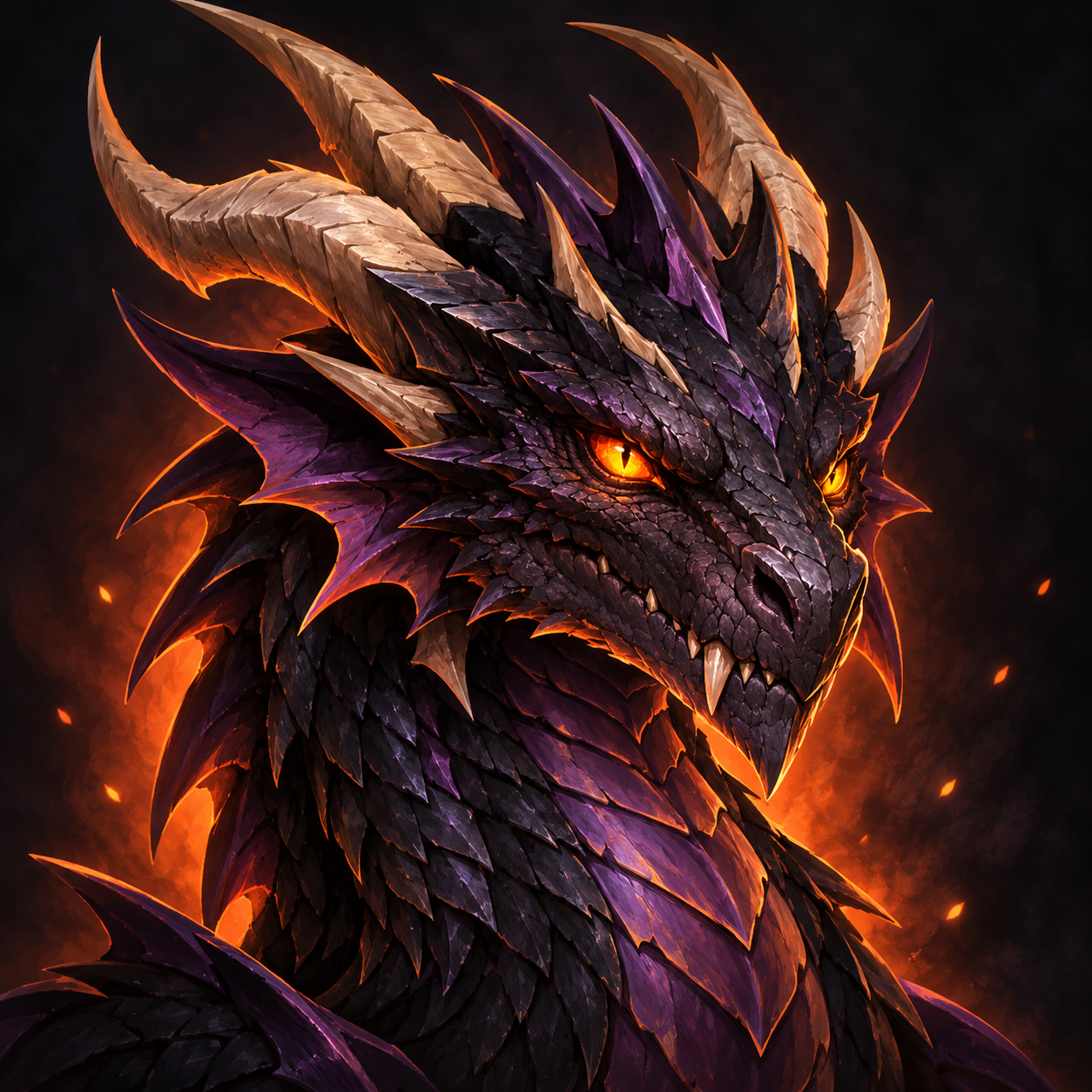 Onyxia, a black and violet dragon